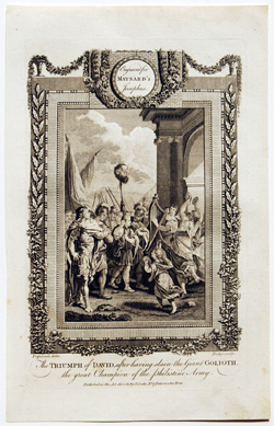 The Triumph of David, after having slain the Giant Golioth [Goliath], the great Champion of the Philistine Army